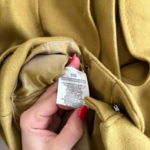 BCBGMAXAZRIA Wool-Cashmere Ruffle Zip Up Pea Coat Green Ochre S - Picture 8 of 13